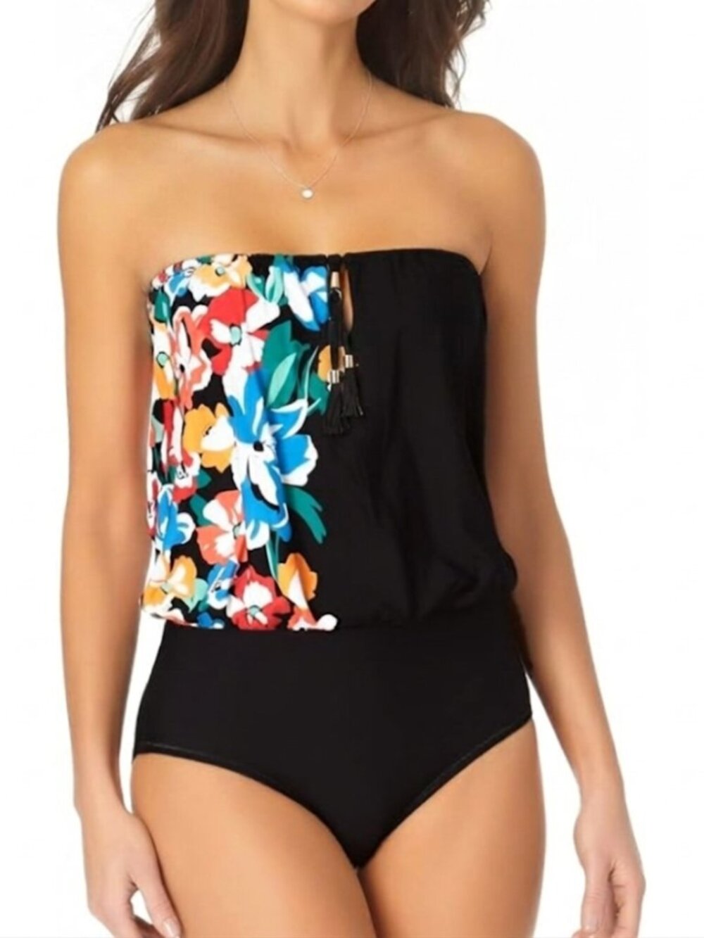 Anne Cole Signature Summer Bunches Blouson One-Piece Swimsuit Size 12 NWT